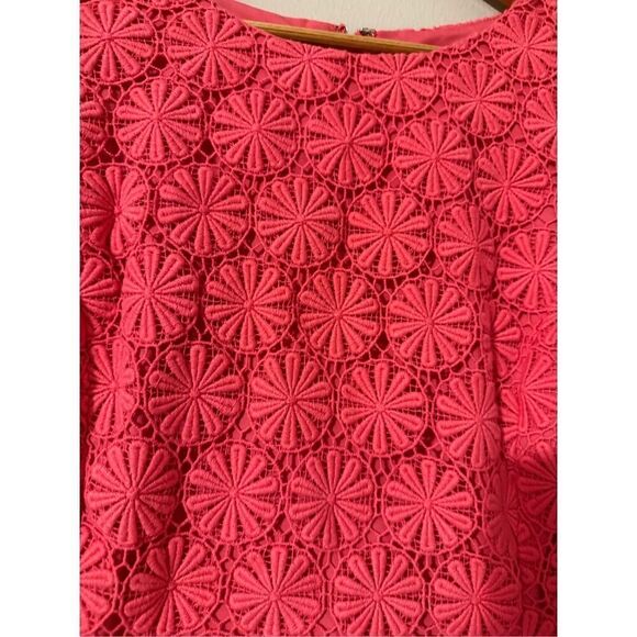 Talbots Size 10 Crochet Daisy Lace Knee Length Dress Pink Preppy Summer Floral - Picture 7 of 11